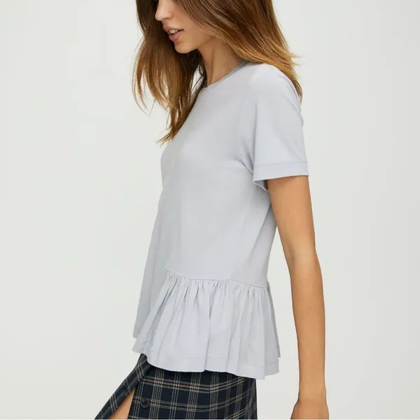 Aritzia Sunday Best Minerva Peplum Top XS White Short Sleeve Chic Spring Minimal - Image 4
