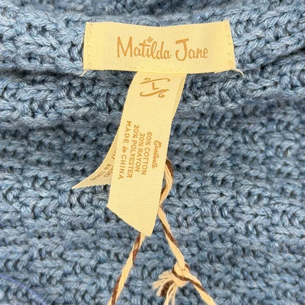 Matilda Jane Envision This Wrap cardigan‎ Blue Knit Asymmetrical Sweater large - Image 6