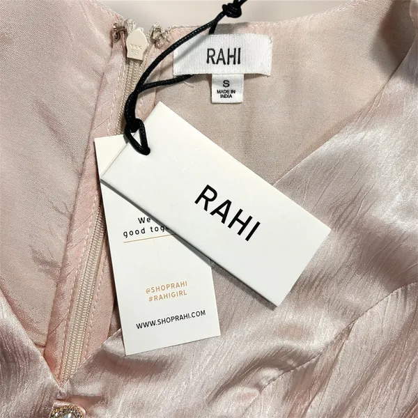 RAHI Pink Satin Cutout‎ Ruffle Mini Dress S Homecoming Wedding Guest Party - Image 9