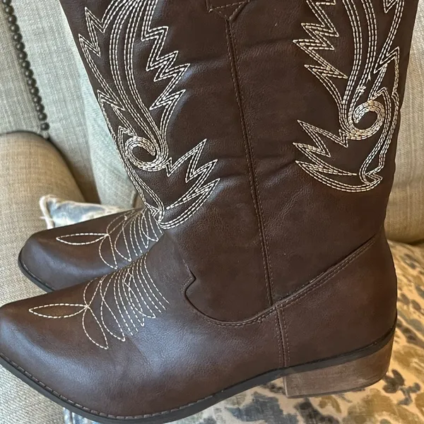 Western Cowboy Cowgirl Boots Brown Embroidered Women’s 40 - Image 4