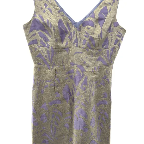 Kate Spade New York Minae Lavender Lilac Purple Gold Dress‎ Size 6 Wedding Guest - Image 2