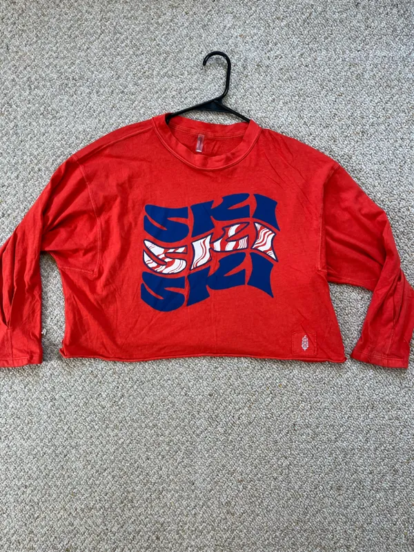 Free People Inspire Long Sleeve Cotton Graphic T-Shirt Ski Worn on Tv Will Trent - Image 4