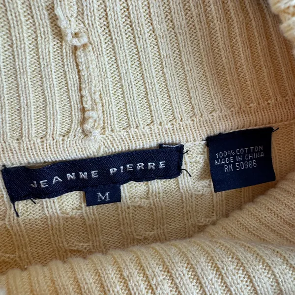 Jeanne Pierre Womens Mustard Yellow 100% Cotton Cable Knit Turtleneck Sweater M - Image 4