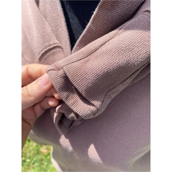 Athleta Coaster Luxe V-Neck Shawl Collar Sweatshirt Pullover Mauve Relaxed Fit - Image 6