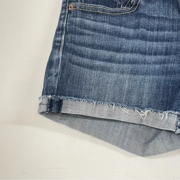 American Eagle Rolled Hem Shorty Jean Shorts Womens 8 Blue Denim Stretch Zip Fly - Image 4