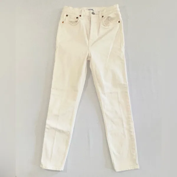 RE/DONE • 90s High Rise Ankle Crop Jeans Vintage White Denim Sz 25 - Image 3