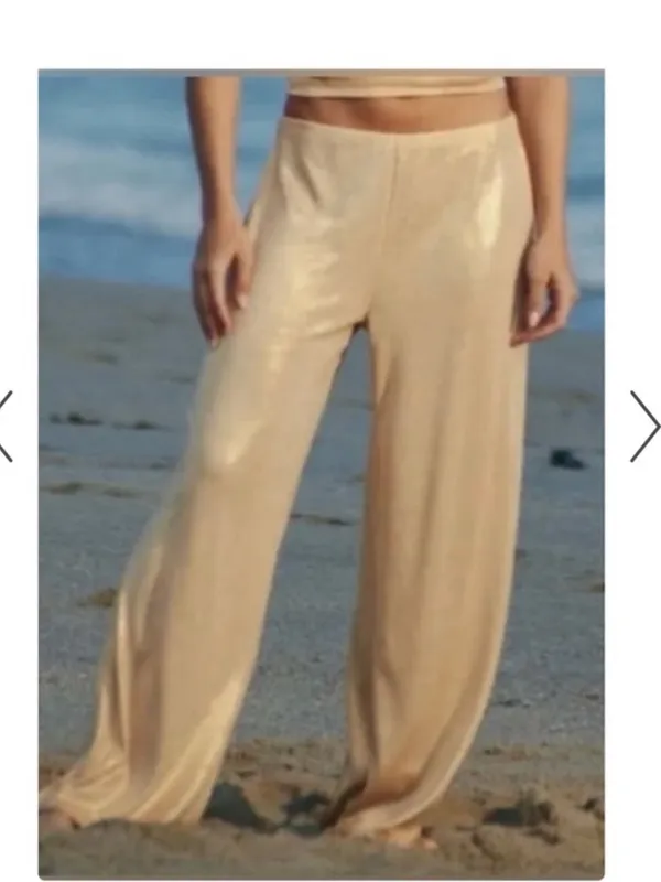 Zara NWT gold shimmery stretchy flowy pants - Image 8