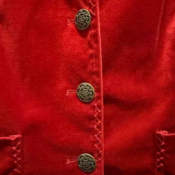 Women's red velvet blazer size M - Image 4