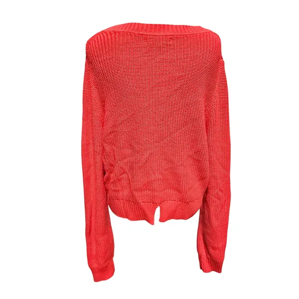 Banana Republic NWT Shaker-Stitch Cropped‎ Pullover Red Crew-neck Women's XL - Image 5
