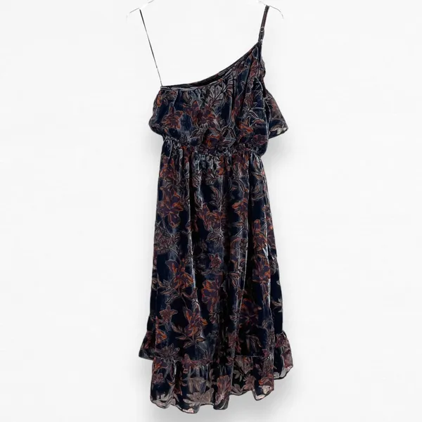 Adelyn Rae Angie Dress One Shoulder Velvet Floral Ruffle Small New With Tags - Image 4