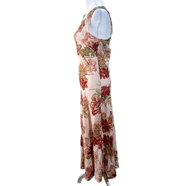 Paper Heart Floral Maxi Dress Womens S Pink New Linen Blend Open Back Sleeveless - Image 4