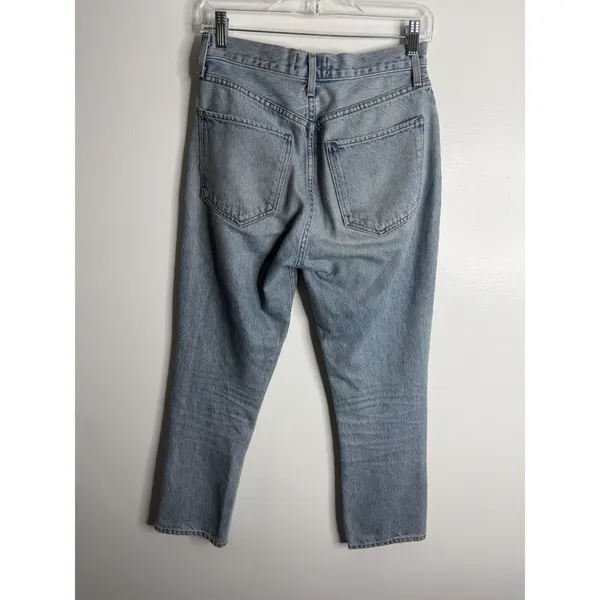 Agolde Riley‎ High Rise Crop Straight Jeans Renewal Blue Size 26 Minimalist - Image 3