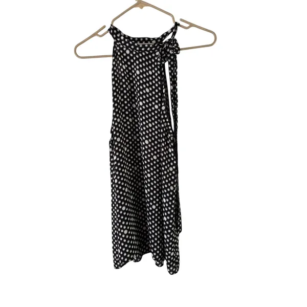 LOFT Halter Top Sleeveless Tie Neck Blouse Black White Polka Dot M‎ - Image 10
