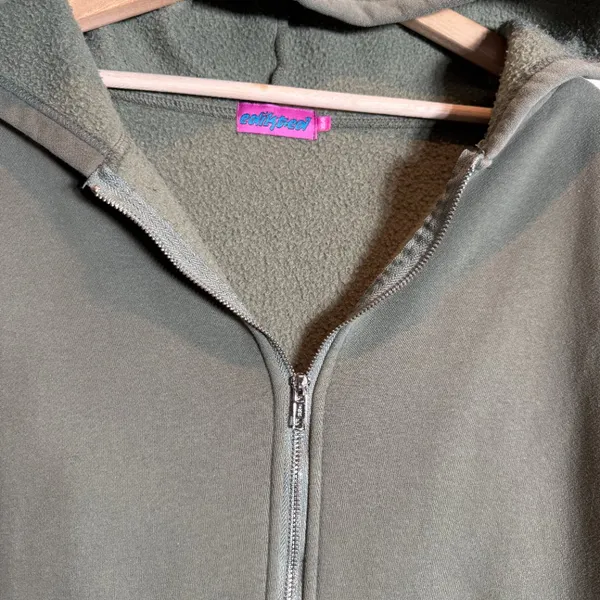 Edikted Nova Oversized Hoodie Full Zip Sweatshirt Womens XS/S Olive Green Lounge - Image 9