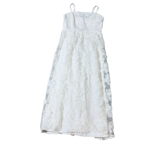 NWOT Lulus Medium‎ Delightful Charisma White Embroidered Sequin Mesh Midi Dress - Image 3