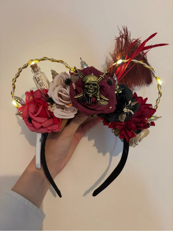 Disney HandMade Floral Light Up Pirate Ears - Image 2