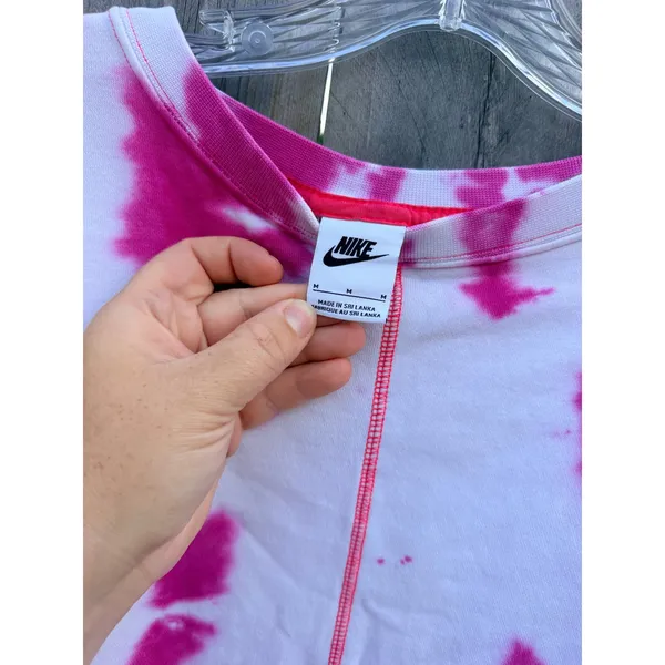 Nike $110 Women's Sportswear Oversized Fleece White Pink Tie-Dye Crew Sweatshirt - Image 5