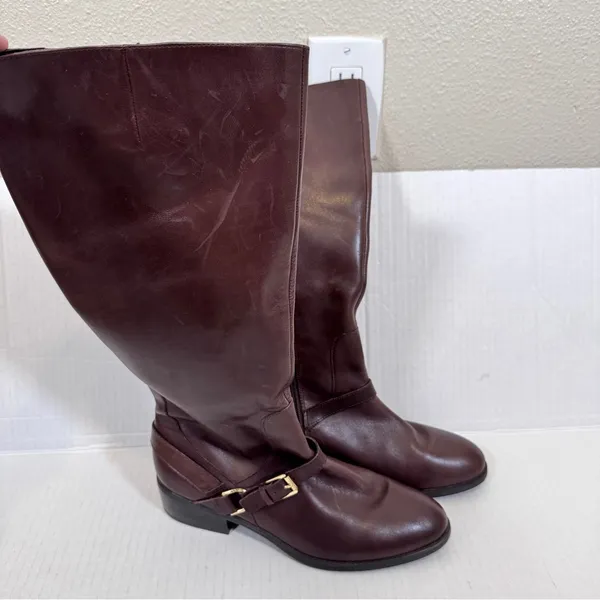 Ralph Lauren Brown Leather Riding Boots Womens 10 Knee High Fall Old Money - Image 14