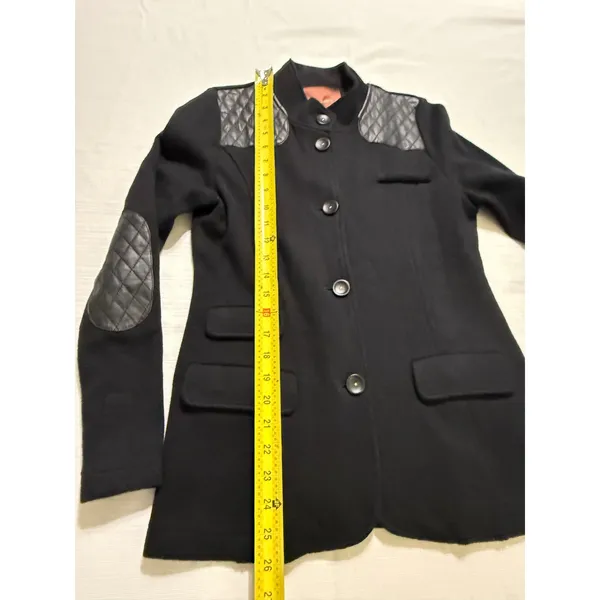 525 America Womens Black Knit Blazer Quilted Leather Patch Jacket Medium - Image 6