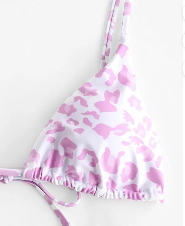 ZAFUL Triangle pink and white animal print bikini set - Image 8
