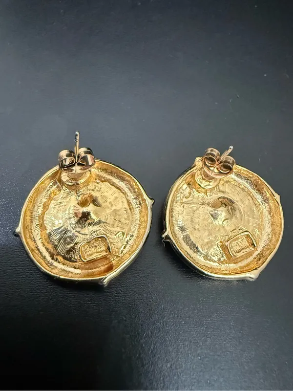 Vintage Two-tone Gold with Silver Jaguar Panther Statement Runway Earrings - Image 9