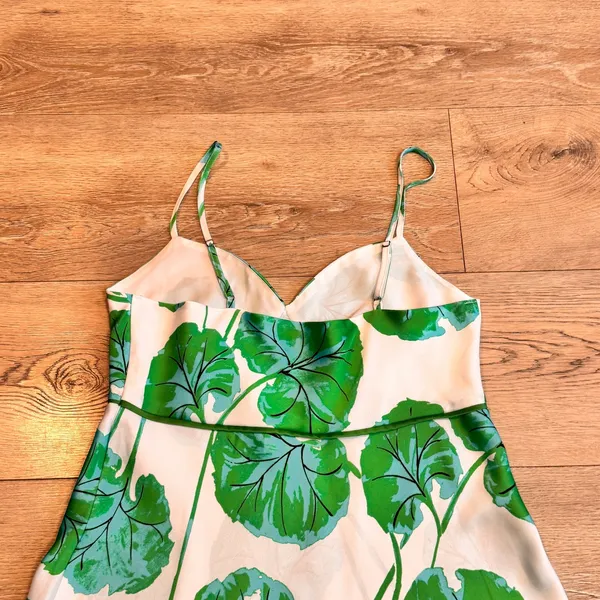 Diane Von Furstenberg DVF for Target Green‎ Leaf Mini Satin Slip Dress Small S - Image 4