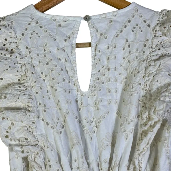 Cleobella Cherie Midi Dress Eyelet Lace Ruffle Size S White Cottagecore Prairie - Image 8