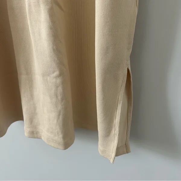 Nordstrom Stretch Pima Cotton Rib Knit Sleeveless Midi Dress Burnt Beige L - Image 8