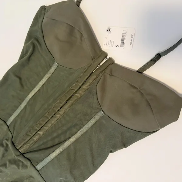 Free People | Corset Bodysuit in Olive Green Small - Image 3