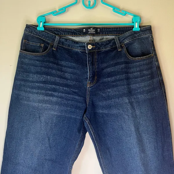 NWT! Hollister Dark Wash Low-Rise Dad Jean Outer Ankle Slit Size 19R W34 L31 - Image 6