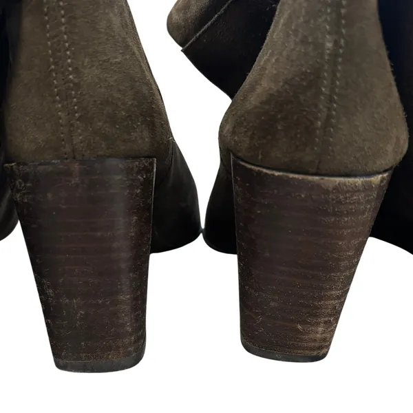 Zara Suede‎ Slouchy Heeled Boot Size EU 40 Green Leather Chic - Image 8