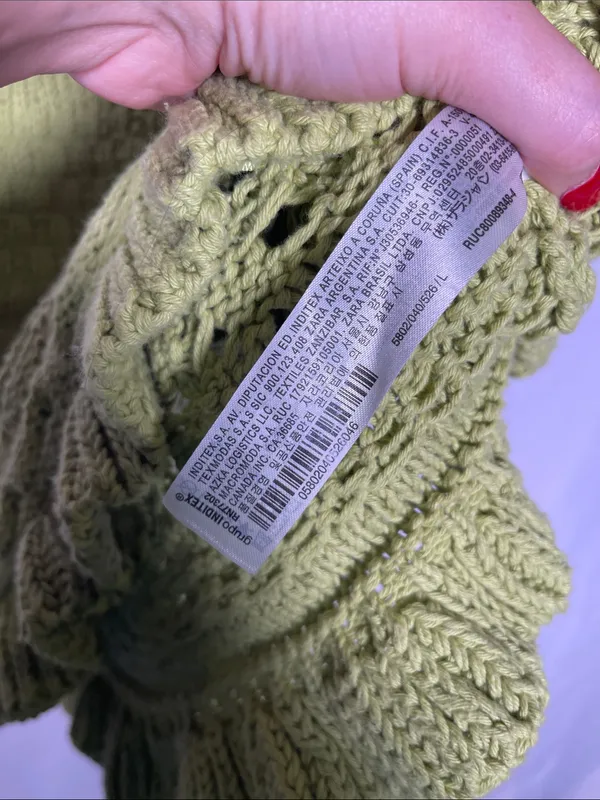 Zara Womens Green Crochet Tank Top Blouse Large 5802/040/526/L - Image 4