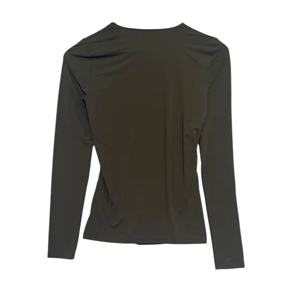 Wilfred Aritzia Top Womens Small Green Ruched Asymmetrical Fitted Modern Sexy - Image 2