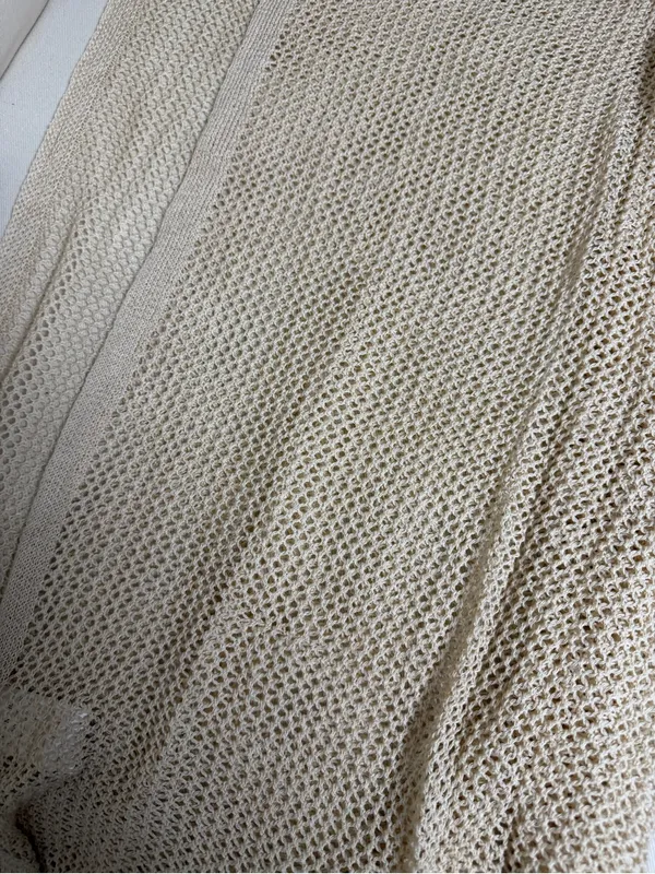 Beige Open Knit Lightweight Wrap Tan Size L - Image 2