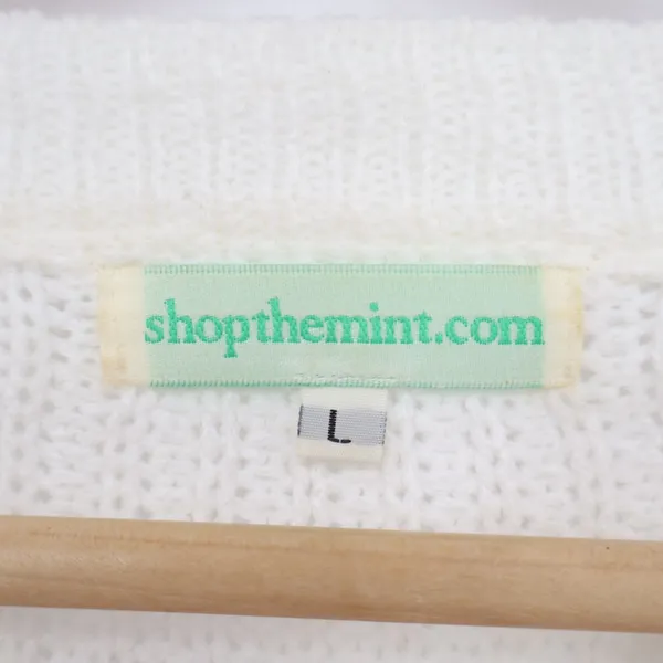 Shop the Mint Sweater Women Large Multi Striped Shaker-Stitch Knit Drop Shoulder - Image 3
