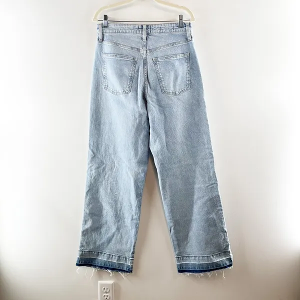 Universal Threads High Rise Wide Leg Released Raw Hem Jeans Blue 10 - Image 3