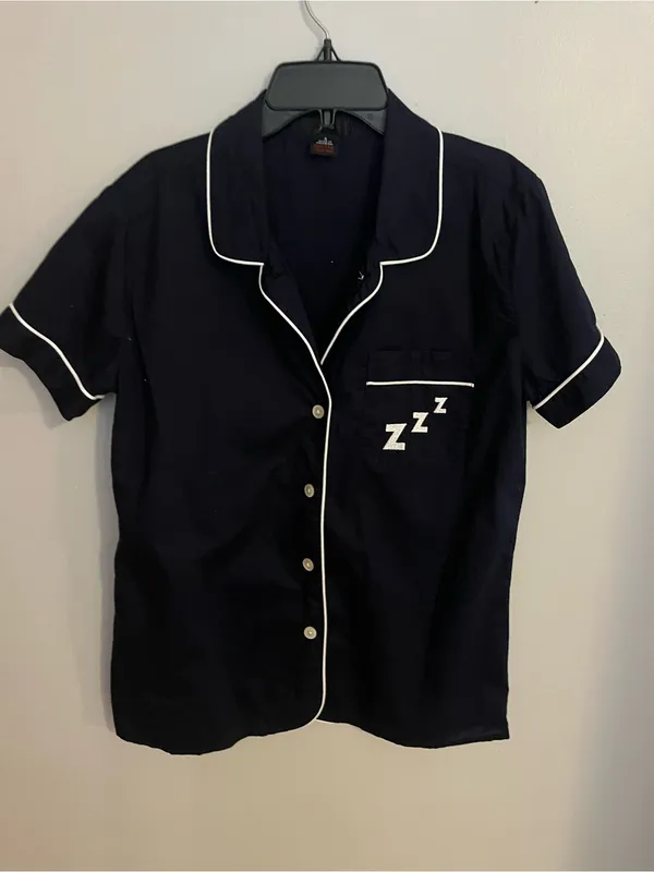 J.‎ Crew Navy Short-Sleeve Pajama Set with White Piping - Image 2