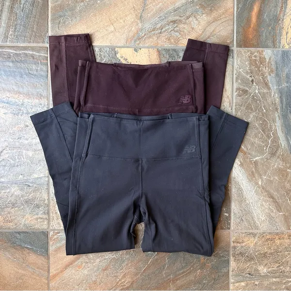 New Balance Dry Leggings Bundle Women's Size Medium Black and Maroon - Image 11