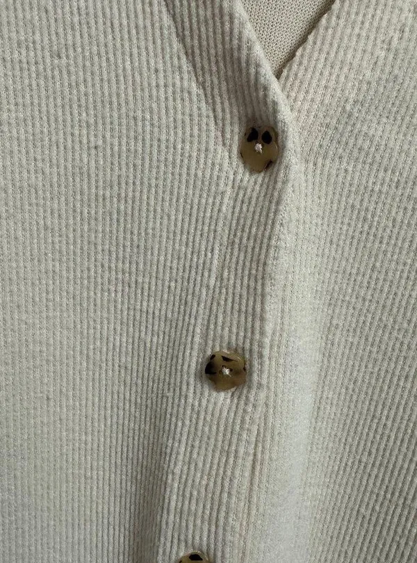Madewell Ottoman Rib Cardigan Top Ribbed Cream White Button Front Sweater Size S - Image 4