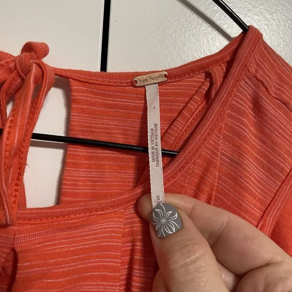 Free People Swing Tank Top Pleated High Low Sleeveless‎ Coral Size S - Image 3