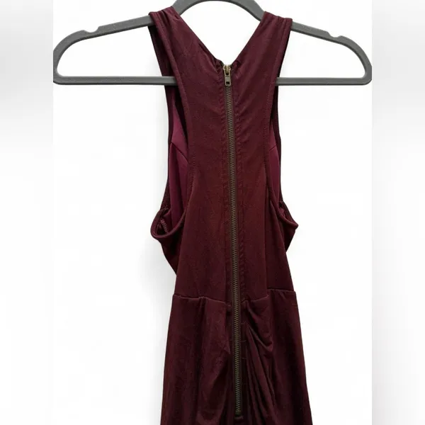 Hot & Delicious Solid Brown/Wine Ruched Maxi Dress Size Large Sexy Resort Beach - Image 3