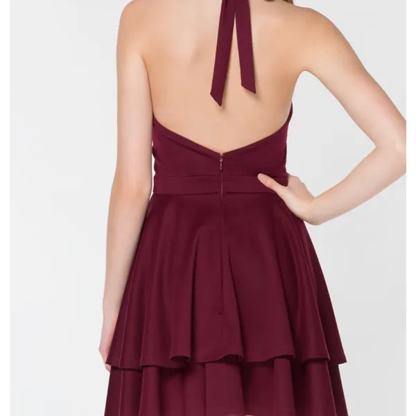Kayla I Hillier For ALYCE Burgundy Halter Flare‎ Dress SZ L - Image 2