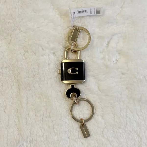 Coach Lock and Key Bag Charm Valet Detachable Key Ring Fob C1679 - Image 2