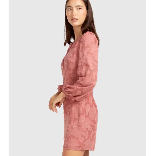 Belle & Bloom Kiss the Stars Puff Long Sleeve Mini Dress Floral Rose Womens XS - Image 3