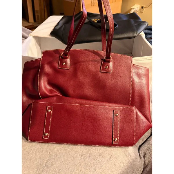 Dooney & Bourke Womens Tote Bag Large Burgundy Saffiano Leather Zip Top Shopper - Image 3
