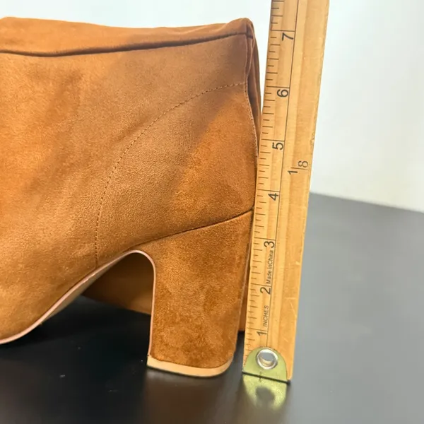 Womens Brown Slouchy Boots Size 8.5 Faux Suede Block Heel Almond Toe Fall - Image 14