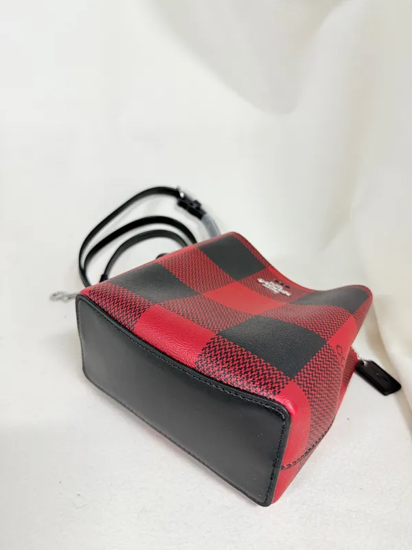 coach Mini Town Bucket Bag With Buffalo Plaid Print c7267 - Image 8