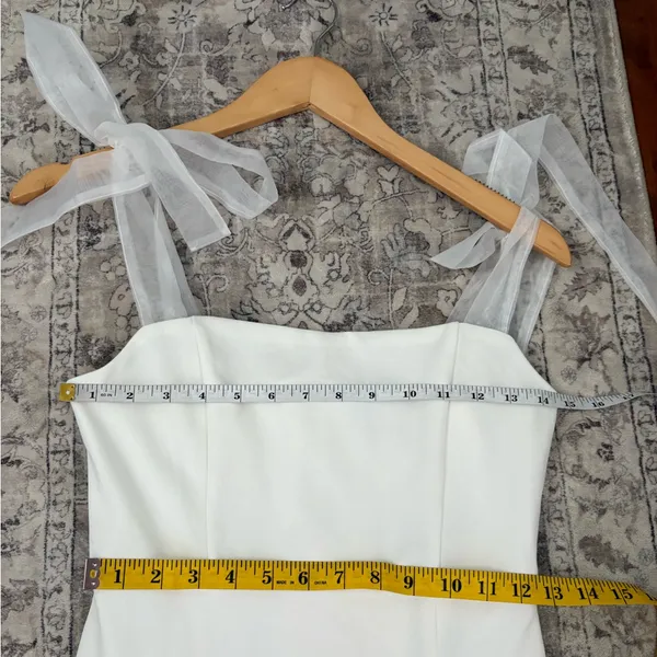 Lulus Romantic Celebration White Tie-Strap Bodycon Midi Dress Size Small Bridal - Image 7