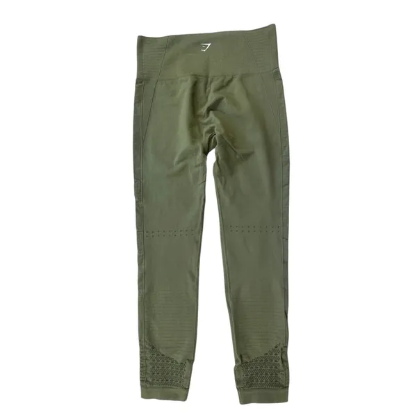 Gymshark Energy Seamless Leggings Olive Green Womens Medium High Waist Eyelet - Image 2