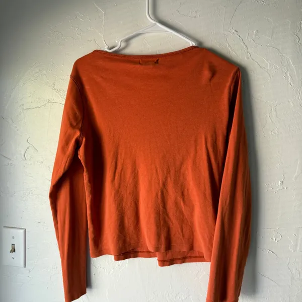Vintage Abercrombie & Fitch Rust Orange Button Front Cardigan M‎ Y2K 100% Cotton - Image 6